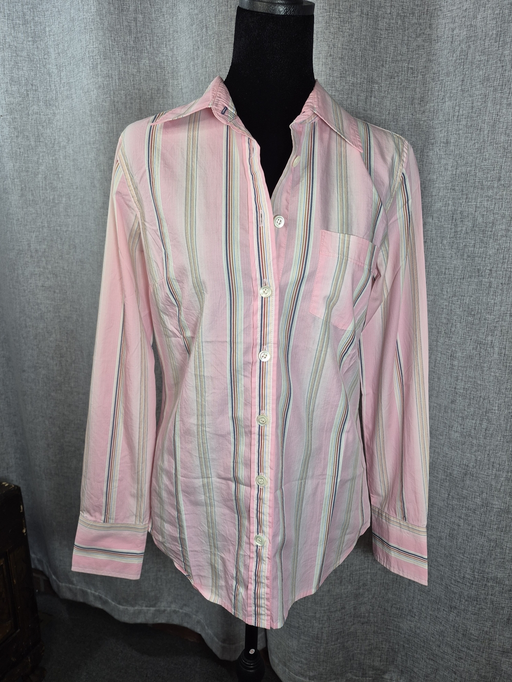 J. Crew Pink Striped Cotton Button-Up Shirt